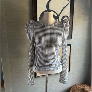 LOFT Puffy Shoulder Striped Shirt - Size Small